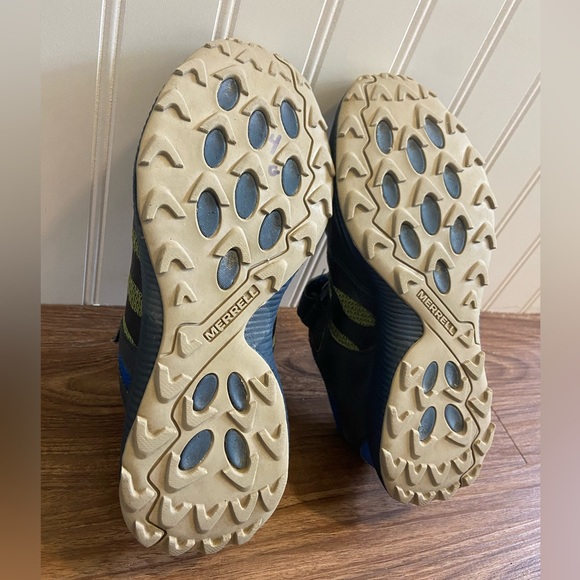 Merrell Nova 2 Trail Runner Sneaker Hook & Loop Blue Green Youth 3 - Picture 11 of 12